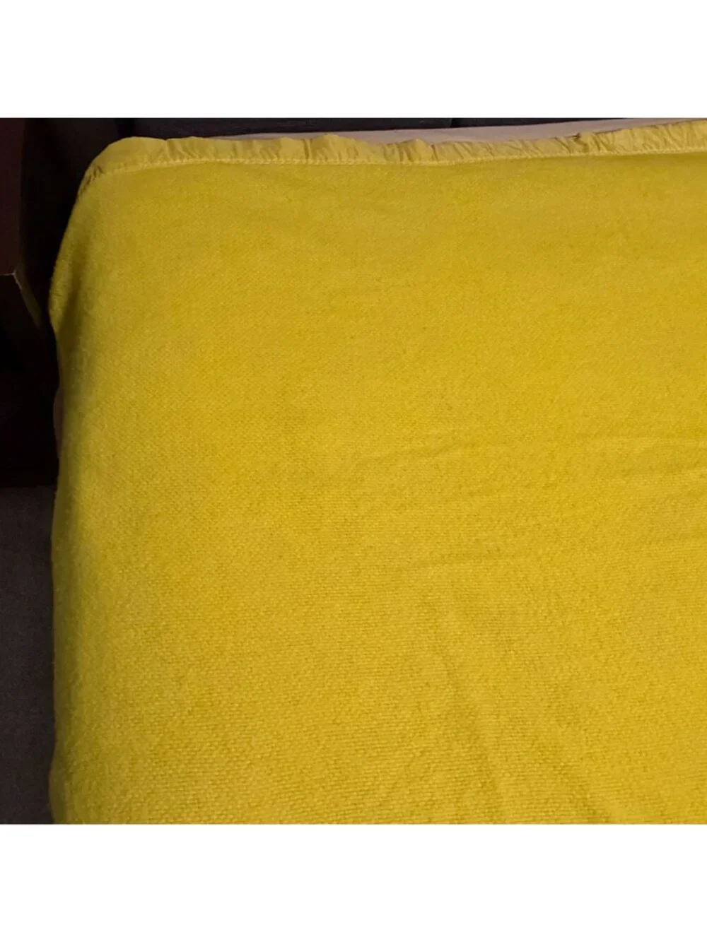 Vintage Chatham Waffle Weave Acrylic Blanket Satin Trim Binding Yellow 71x90